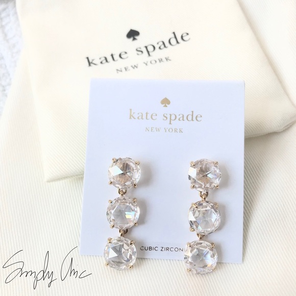 kate spade Jewelry - New Kate Spade Cubic Zirconia Gold Tone Earrings